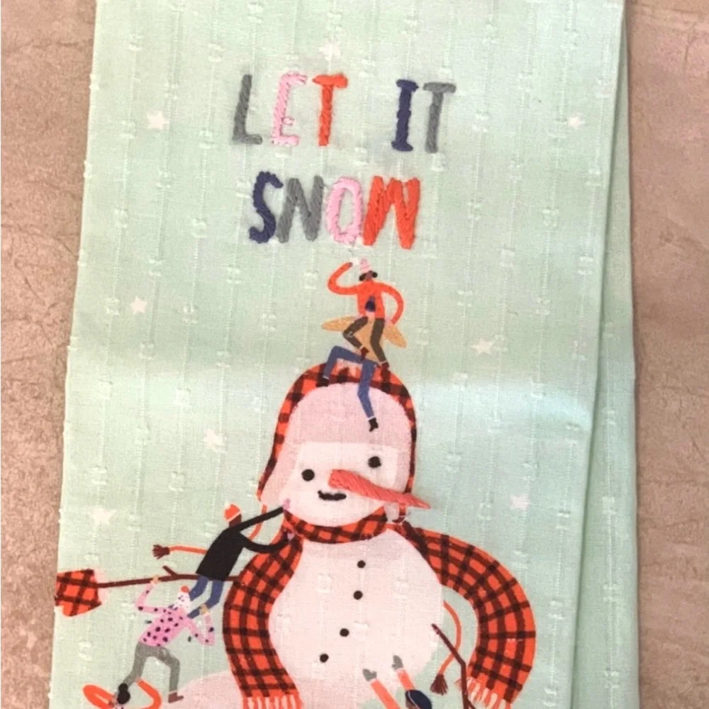 Anthropologie Let It Snow Dish Towel